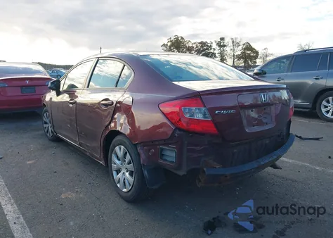 2012 Honda Civic Lx из США, поврежденный, VIN 19XFB2F54CE375646